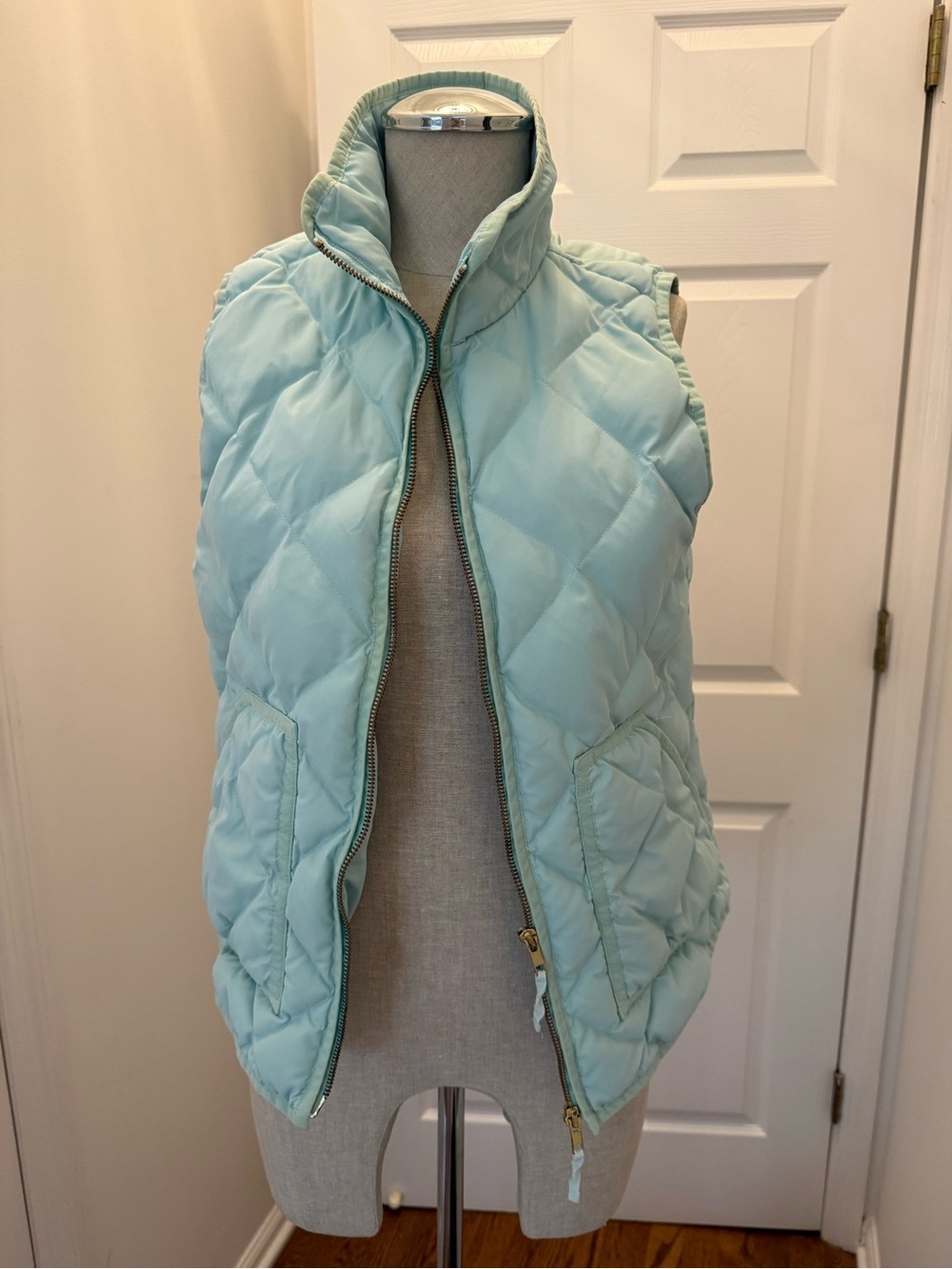 J. Crew Pale Aqua Quilted Puffer Vest